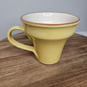 VIETRI Coffee Mug Bell Shape Yellow Brown Rim Ceramic C20